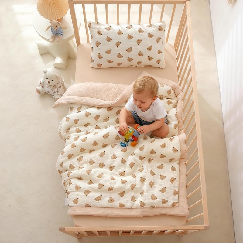 CLoucl Cotton Muslin Toddler Comforter/Quilt,Ultra Soft & Breathble Muslin Toddler Blanket,All Season Baby Blankets for Boys and Girls, Machine Washable,41"x48" - Image 2